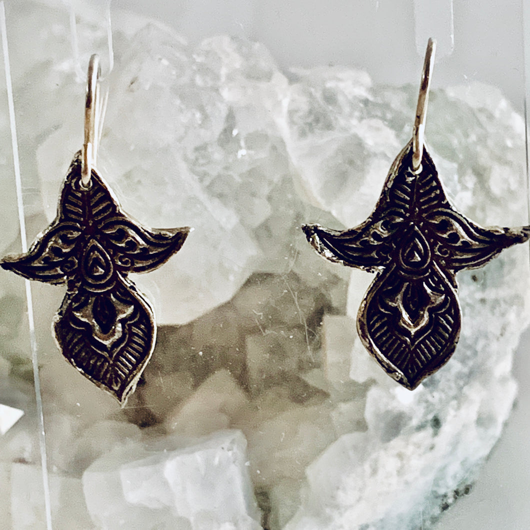 Flower Pod Sterling Silver Mandala Earrings